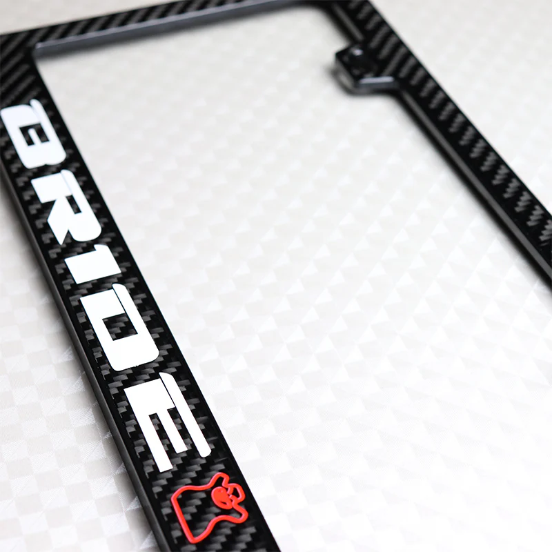 Bride 100% Real Carbon Fiber License Plate Frame with Caps & Screws x2 - Image 5