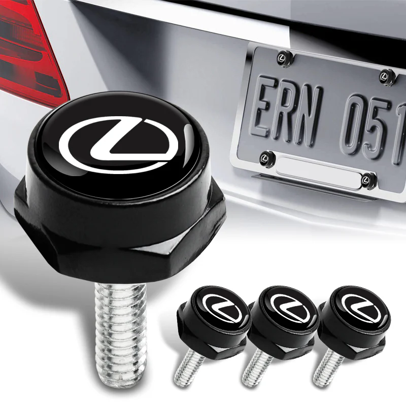 For LEXUS Racing Car License Plate Frame Black Screw Bolt Cap Cover Bolts 4PCS