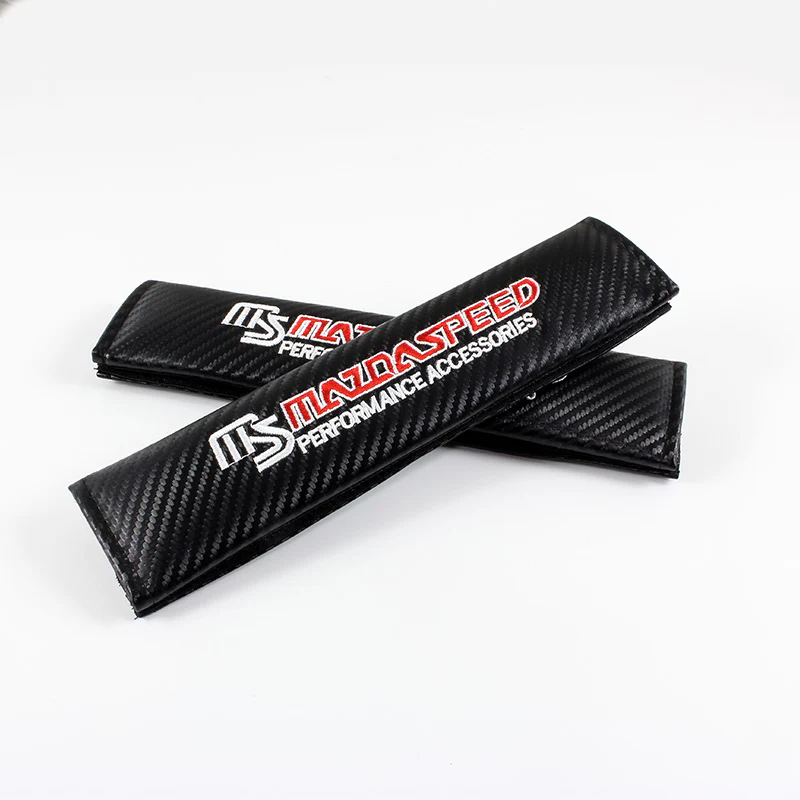 For MazdaSpeed Carbon Look Embroidery Car neck rest pillow 2pcs & seat belt cover Set - Image 3