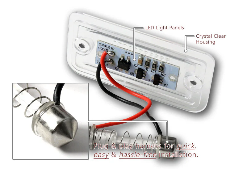 For Mercedes C CLK SL SLR Class W203 A209 R230 R199 SMD LED License Plate Lights with Bumper Badge Scratch Guard Set - Image 6