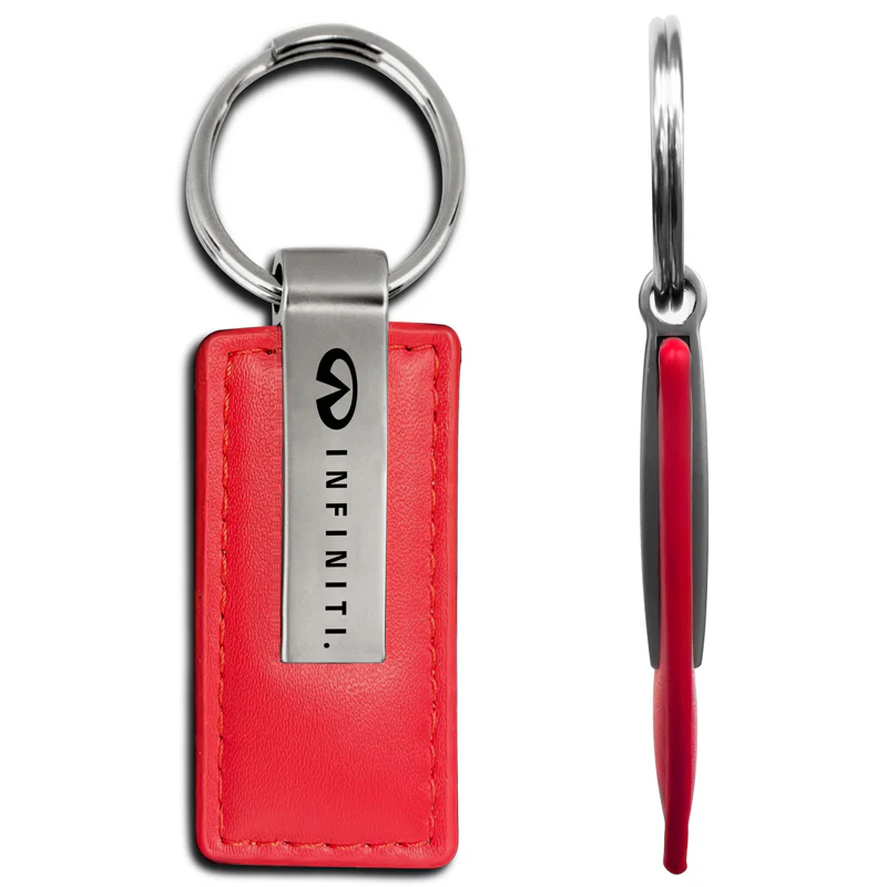 For NISSAN INFINITI New Key Ring RED Leather Rectangular Keychain - KC1542.INF