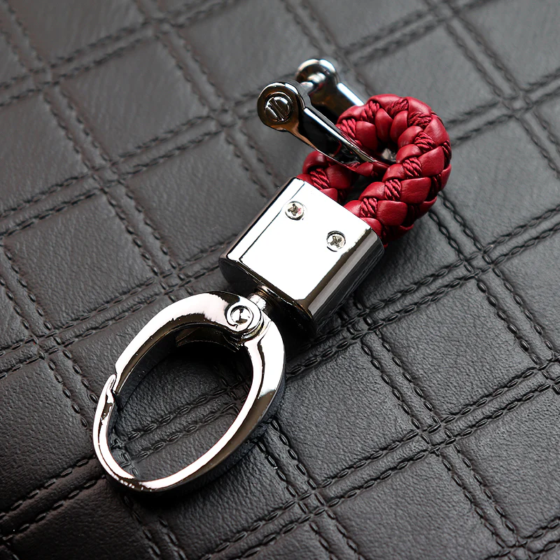 Toyota Small Red BV Style Calf Leather Keychain - Image 5