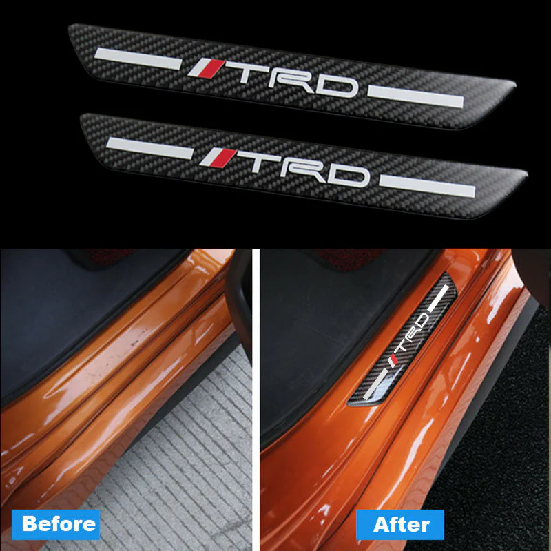 For TRD Carbon Car Door Scuff Sill Cover Plates Panel Step Protector Sticker 4 pcs Set - Image 3