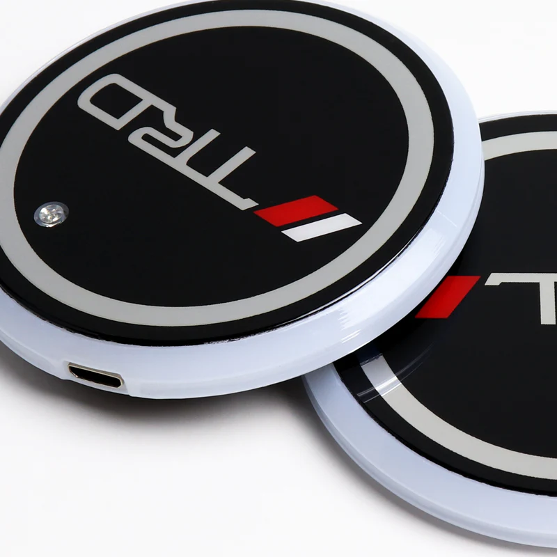 For TRD Switchable 7 Color LED Cup Holder Car Button Mat Atmosphere Light 2PCS - Image 4