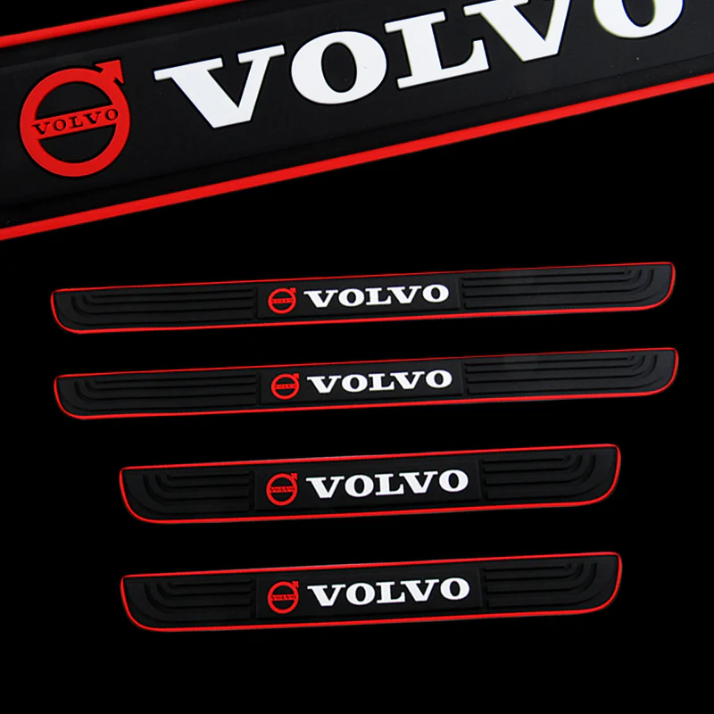 For VOLVO Red Border Rubber Car Door Scuff Sill Cover Panel Step Protector 4pcs
