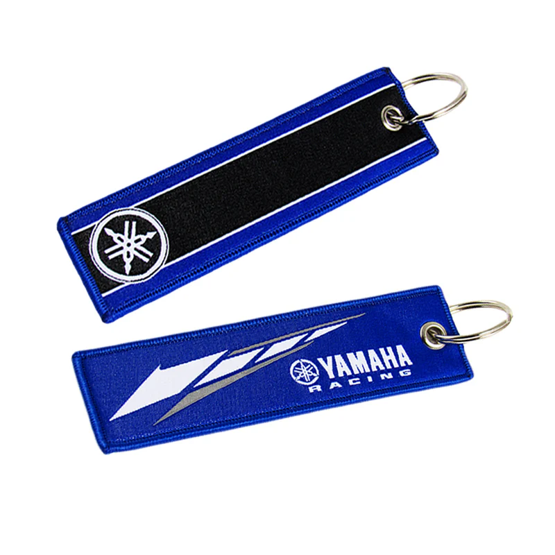 For YAMAHA Bike Double Side Keychain Backpack key Ring Cell Holders Tag Blue X2