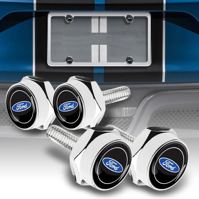 Ford Mustang SET Stainless Steel License Plate Black Frame 2pcs Brand New with Caps Bolt - Image 2