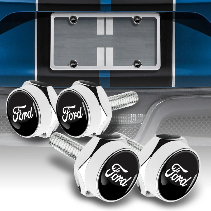 Ford Mustang SET Stainless Steel License Plate Black Frame 2pcs with Caps Bolt New - Image 2
