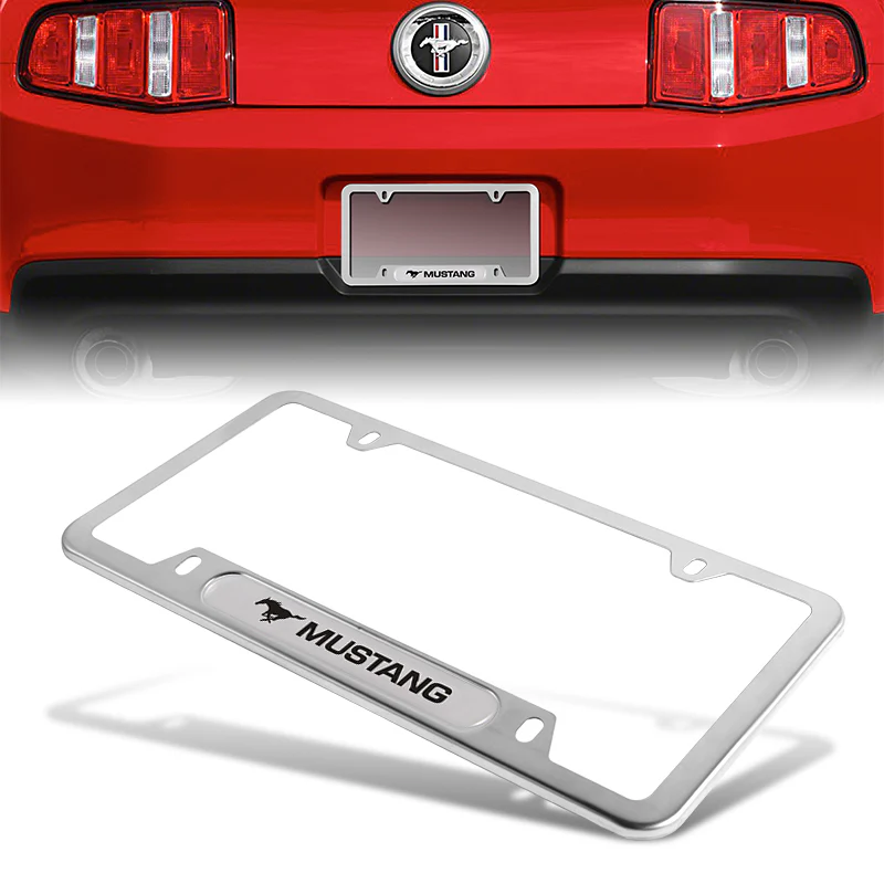 Ford Mustang SET Stainless Steel License Plate Frame 2pcs with Caps Bolt New - Image 9
