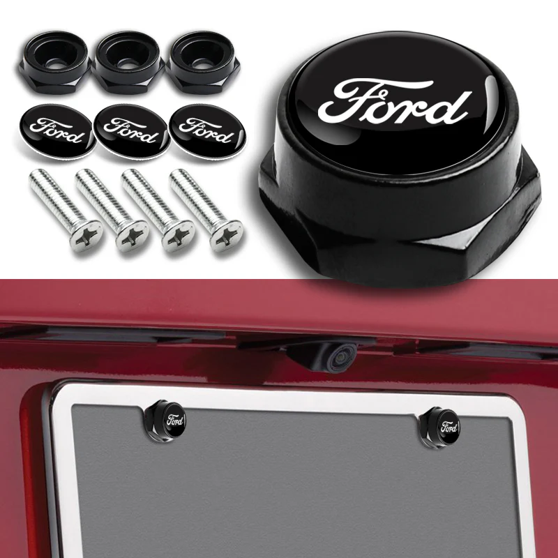 Ford Racing 2 pcs Carbon Fiber Look High Quality ABS License Plate Frames with Caps Bolt Screw Set New - Image 6