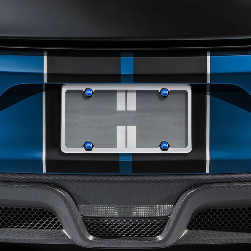 FORD Racing Brand New Stainless Steel 2pcs Black License Plate Frame with Caps Bolt SET - Image 9