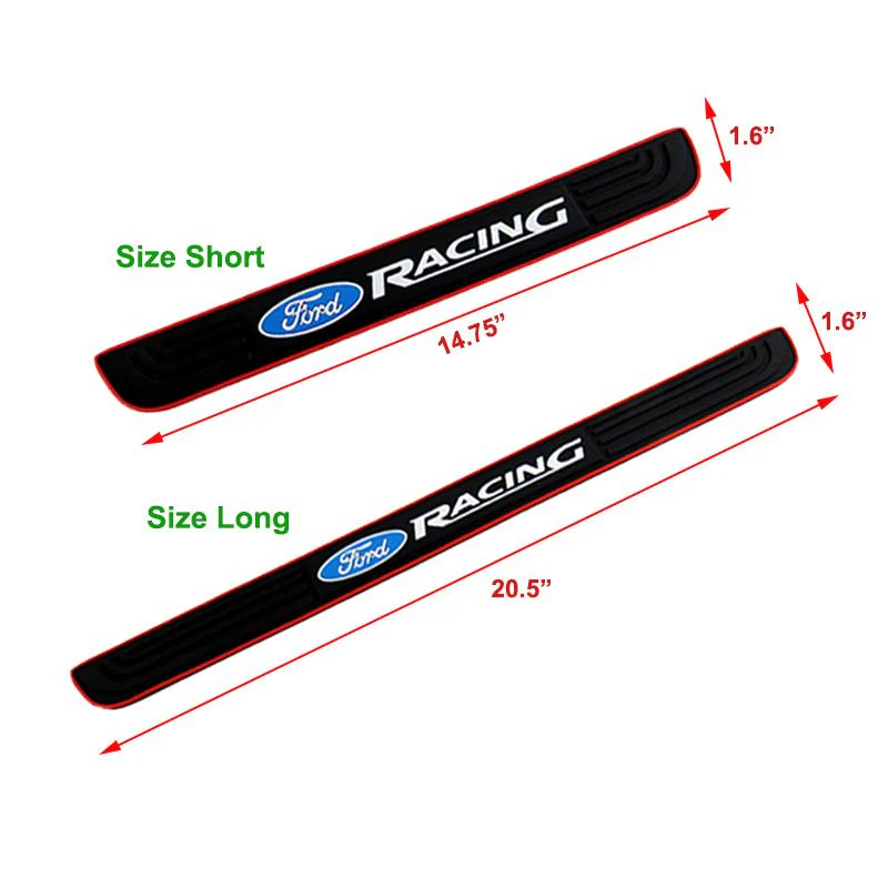 Ford Racing Set Car Door 4PCS Rubber Scuff Sill Panel Step Protector with Keychain Wheel Tire Valves Dust Stem Air Caps - Image 6