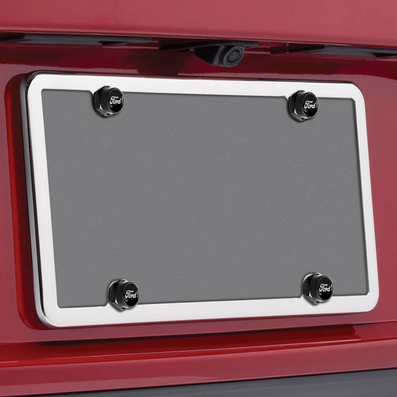 FORD Racing SET Stainless Steel Black License Plate Frame 2pcs Brand New with Caps Bolt - Image 3