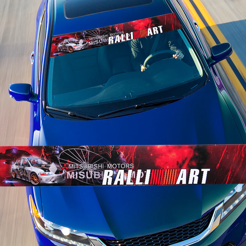 Front Window Windshield Vinyl Banner Decal Sticker For Mitsubishi EVO RALLIART
