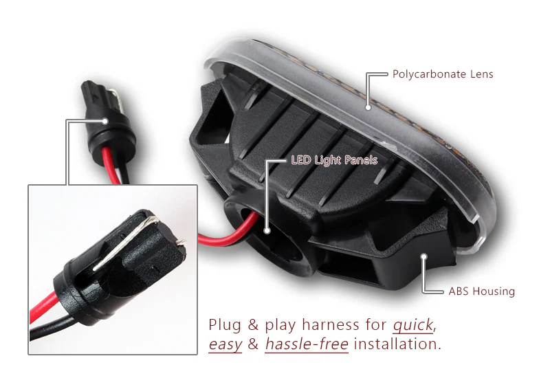 Nissan Pathfinder / Navara / Cube Amber LED Turn Signal Front Side Marker Lights -Clear Lens - Image 2
