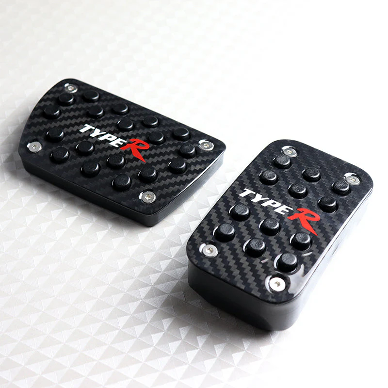 Honda Type R Set of High Quality Real Carbon Fiber Brake Pedal Pads with Anti Skid Aluminum Floor Mat - Image 3