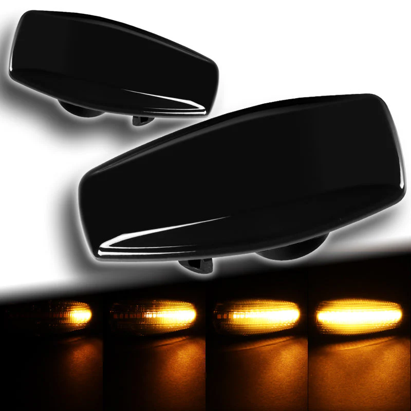 Hyundai Set of Tucson Tiburon Sonata Smoke Sequential LED Signal Side Marker Lights with Carbon Fiber Windshield Banner - Image 8
