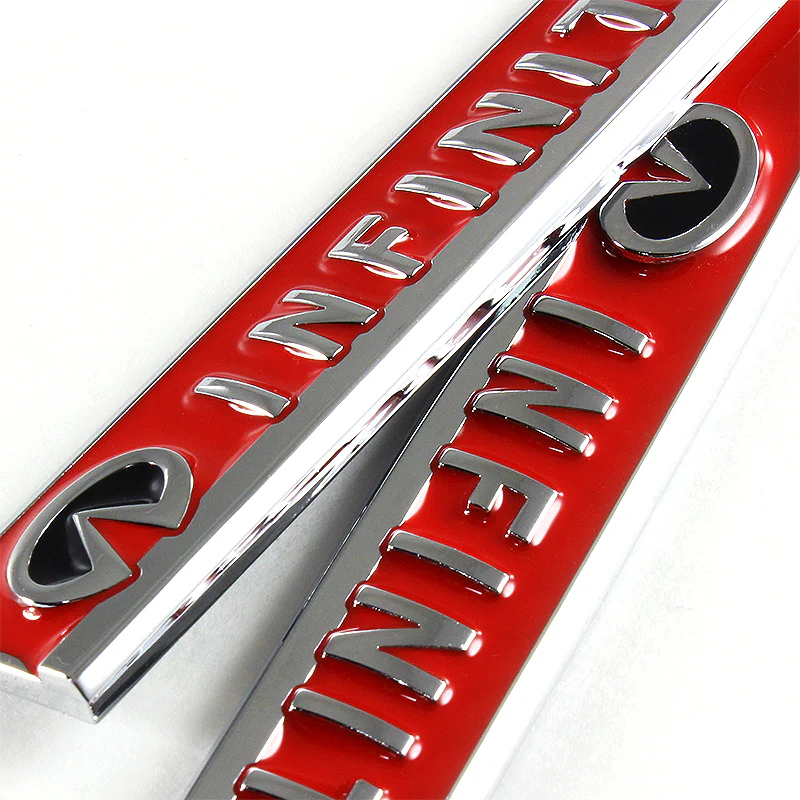 INFINITI Red 3D Metal Emblem Sticker 2 pcs