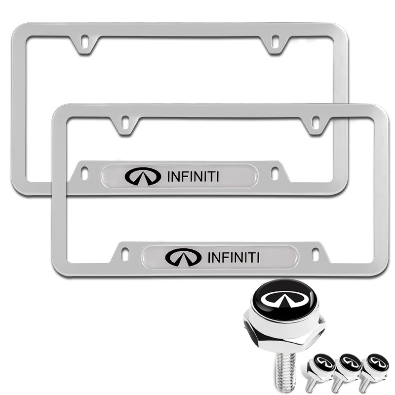 INFINITI Stainless Steel 2pcs License Plate Frame with Caps Bolt Brand New SET