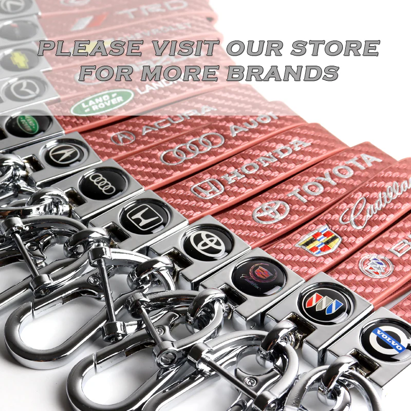 JAGUAR Universal Chrome 3D Logo Carbon Fiber Look Rare Pink Leather Metal Gift Decor Quick Release Lanyard Keychain - Image 9