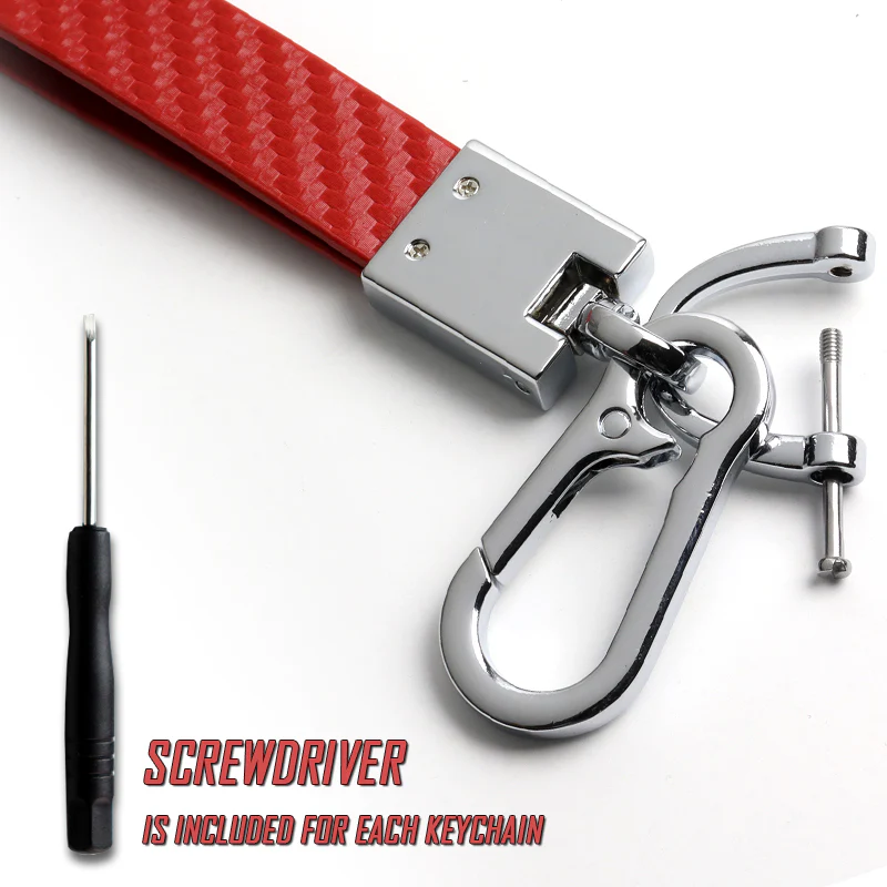 JAGUAR Universal Chrome 3D Logo Carbon Fiber Look Red Leather Metal Gift Decor Quick Release Lanyard Keychain - Image 8