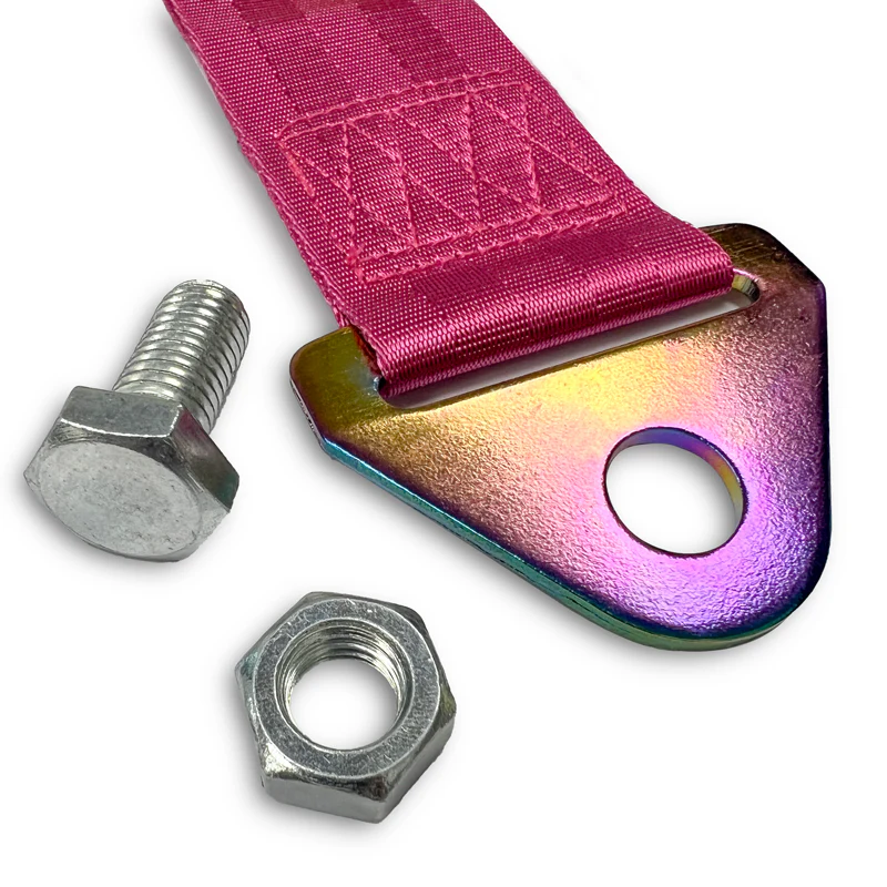 JDM Honda ASIMO Racing NEO CHROME HIGH STRENGTH Pink Tow Strap for Front / Rear Bumper - Image 5