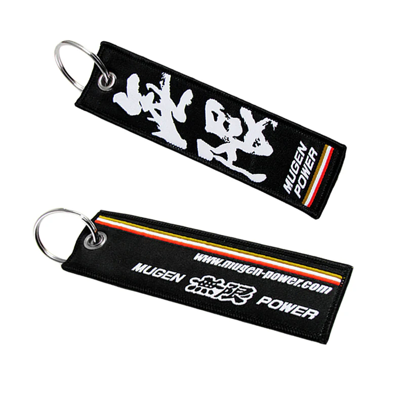 JDM MUGEN POWER DOUBLE SIDE FRONT AND REAR Racing Cell Holders Keychain X2