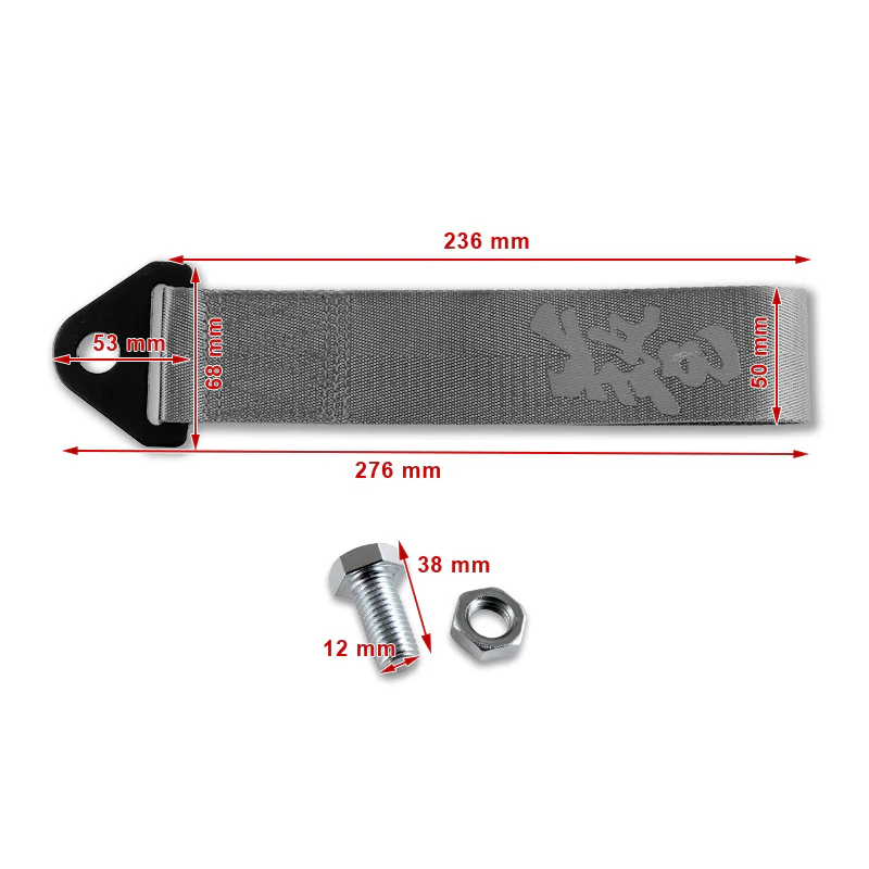 Red Racing Tow Strap for Front / Rear Bumper - Image 3