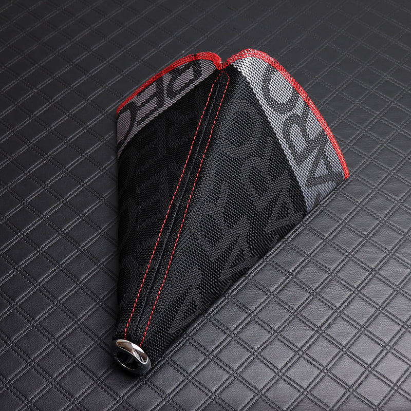 JDM RECARO Racing Hyper Fabric shift knob Shifter Boot Cover MT/AT Red Stitches