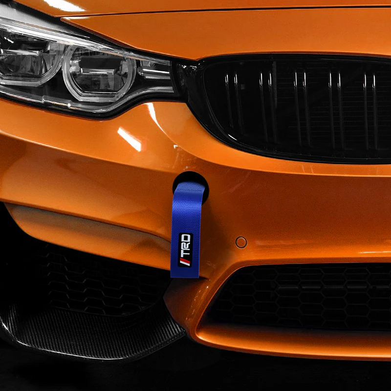 JDM TRD High Strength Tow Strap Front or Rear Bumper Towing Hook Blue Universal