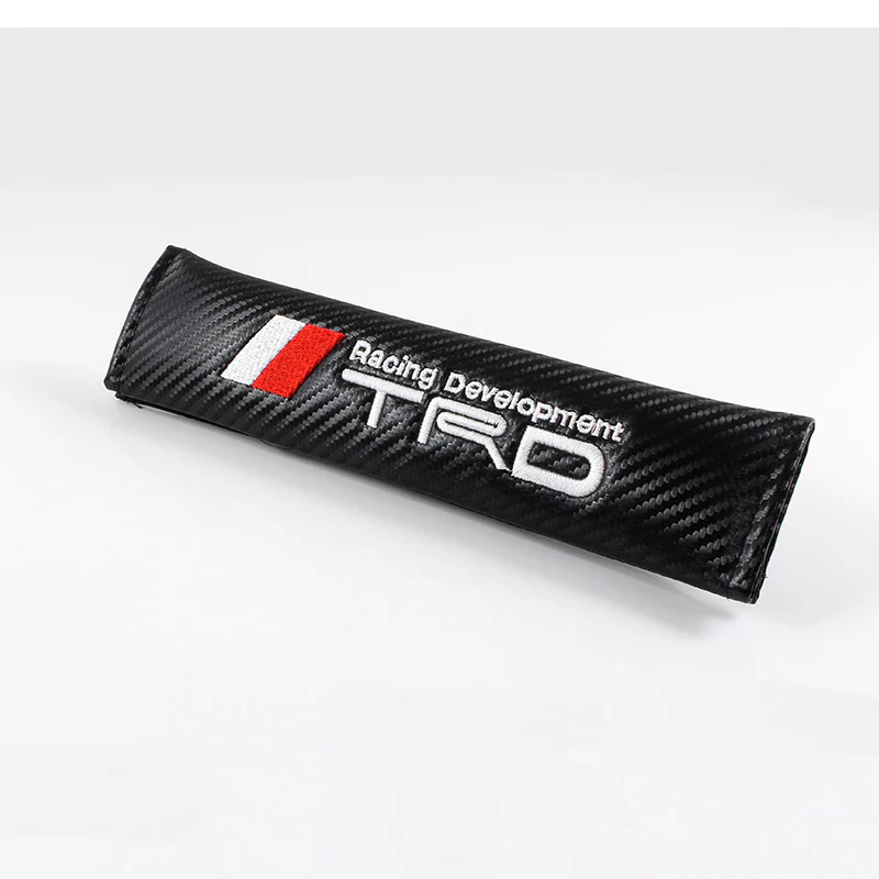 JDM TRD Racing Carbon Fiber Look Embroidery Seat Belt Cover Shoulder Pads NEW - 2pcs - Image 5