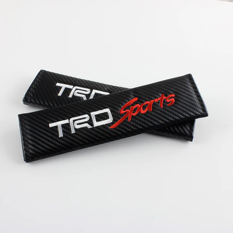 JDM TRD Sports Racing Set Carbon Fiber Look Embroidery Seat Belt Cover Shoulder Pads 2pcs with TRD Keychain - Image 8