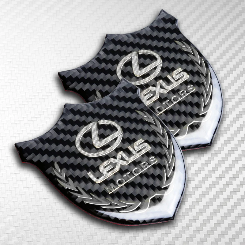 Lexus Silver 3D Carbon Fiber Emblem Sticker x2