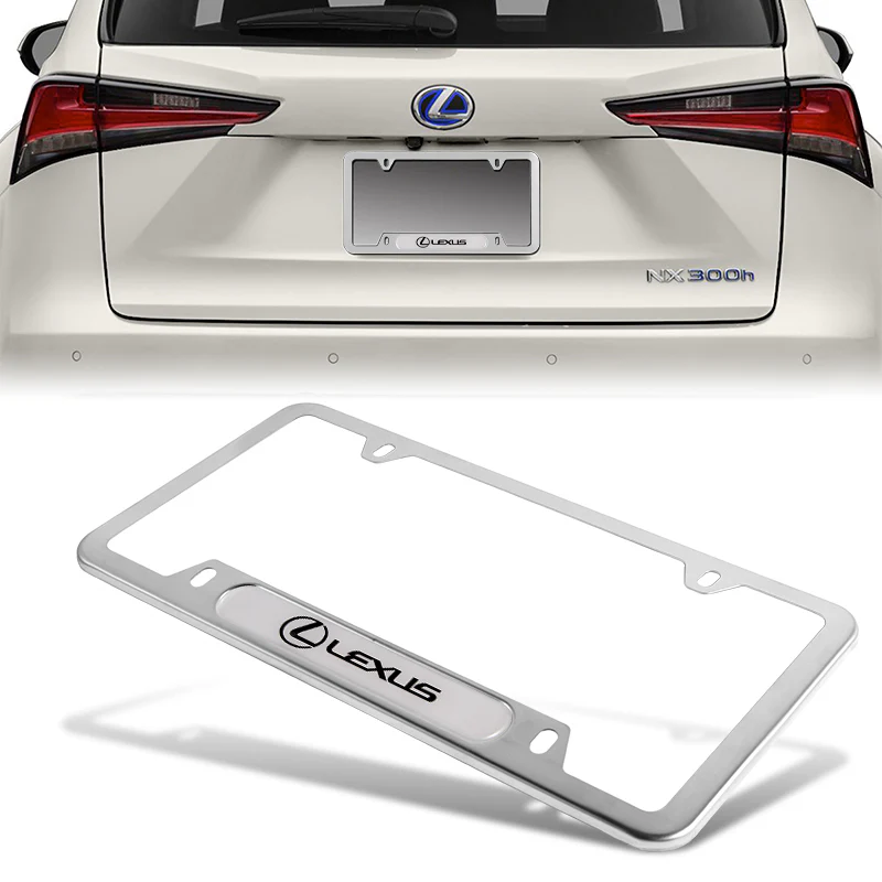 Lexus Stainless Steel 2pcs License Plate Frame with Caps Bolt Brand New SET - Image 2