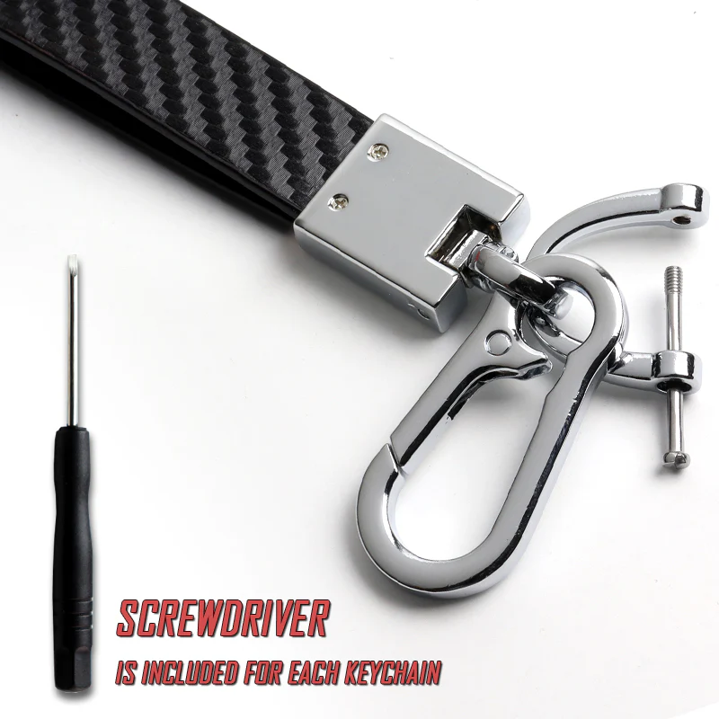 LEXUS Universal Chrome 3D Logo Carbon Fiber Look Black Leather Metal Gift Decor Quick Release Lanyard Keychain - Image 8