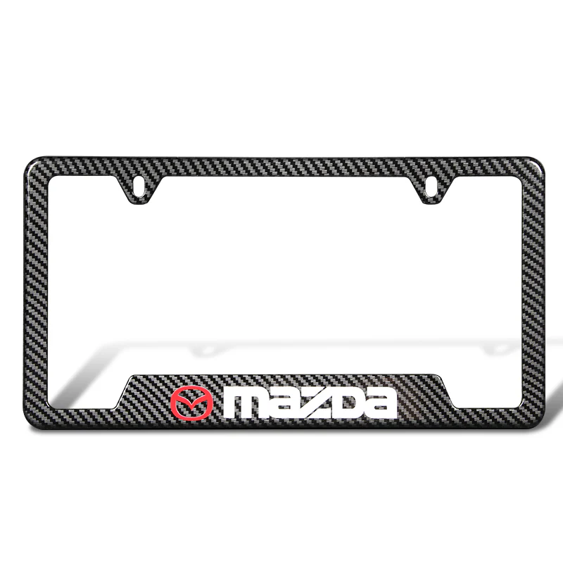 MAZDA 2 pcs Carbon Fiber Look High Quality ABS License Plate Frames with Caps Bolt Screw Set - Image 6