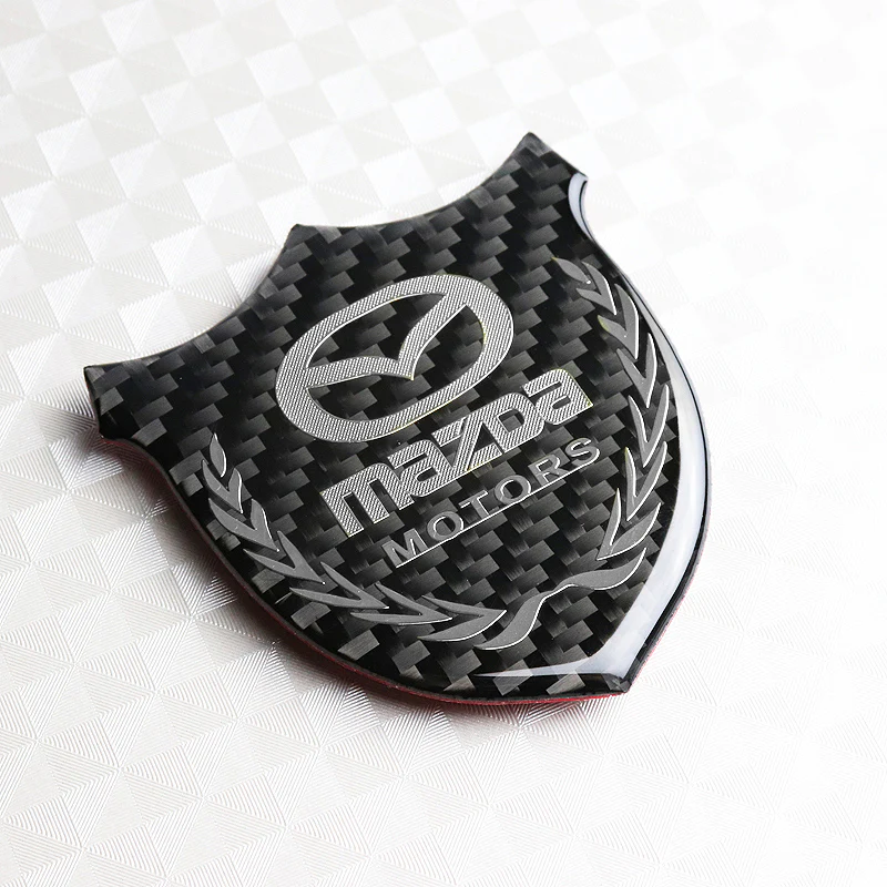 Mazda Silver 3D Carbon Fiber Emblem Sticker x2 - Image 3
