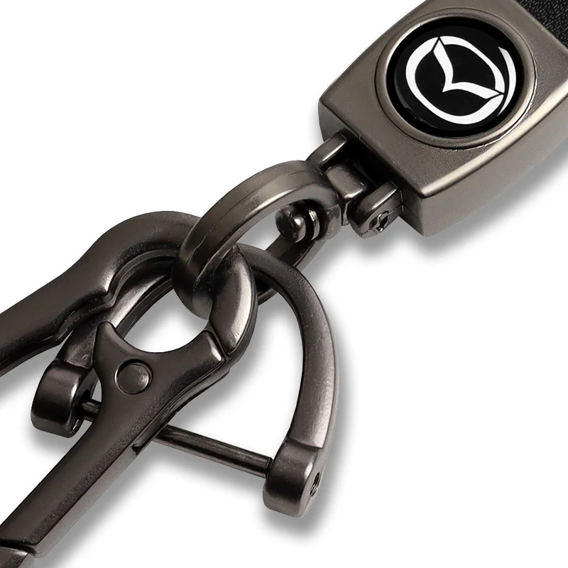 MAZDA Universal Black 3D Logo Leather Metal Gift Decor Quick Release Lanyard Keychain MAZDA SPEED - Image 2
