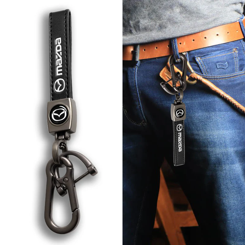 MAZDA Universal Black 3D Logo Leather Metal Gift Decor Quick Release Lanyard Keychain MAZDA SPEED - Image 6