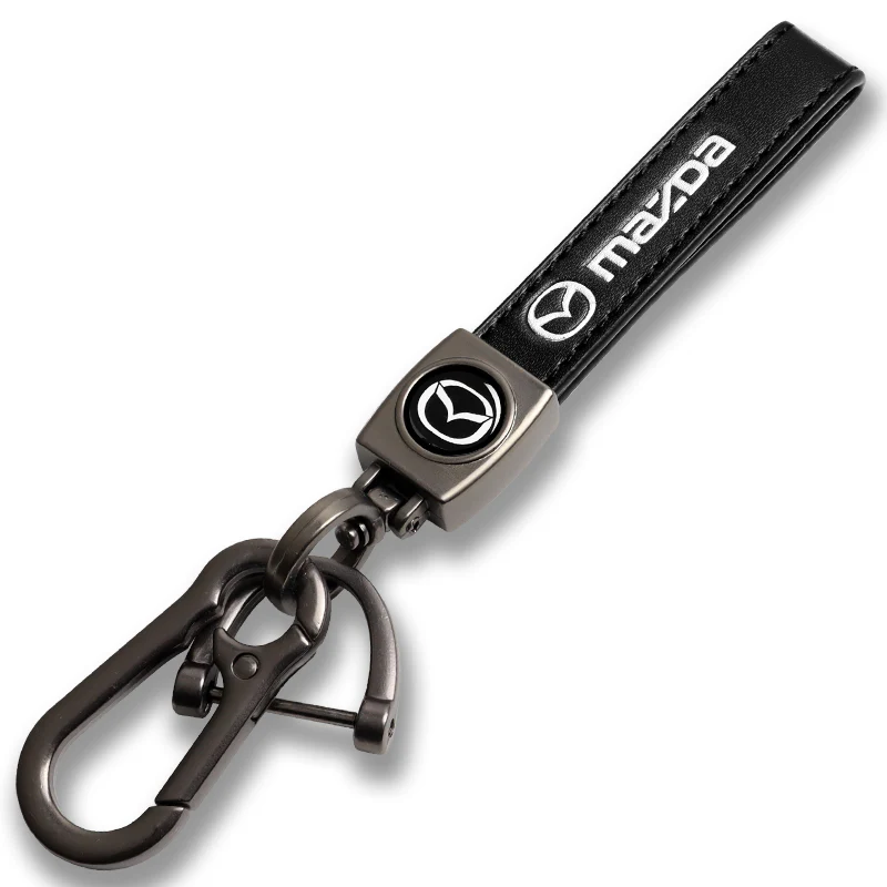 MAZDA Universal Black 3D Logo Leather Metal Gift Decor Quick Release Lanyard Keychain MAZDA SPEED - Image 7