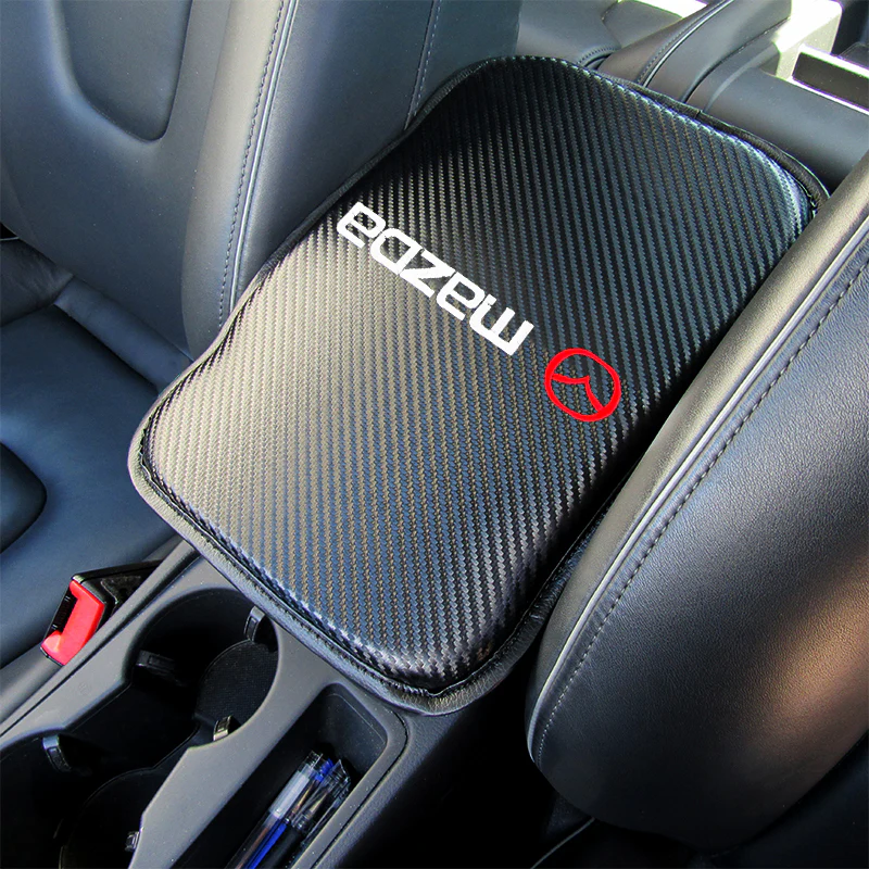 Mazda MazdaSpeed Car Center Console Armrest Cushion Mat Pad Cover Stitched Embroidery Logo with LED Cup Coaster Set - Image 6