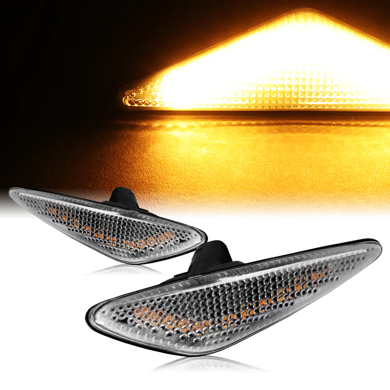 Mazda RX-8 MX-5 Miata Amber LED Turn Signal Front Side Marker Lights -Clear Lens