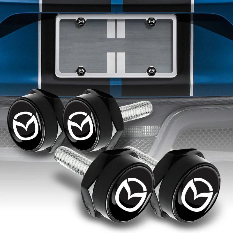MAZDA Mazdaspeed 2 pcs Black Stainless Steel License Plate Frame with Caps Bolt Screw Set - Image 5