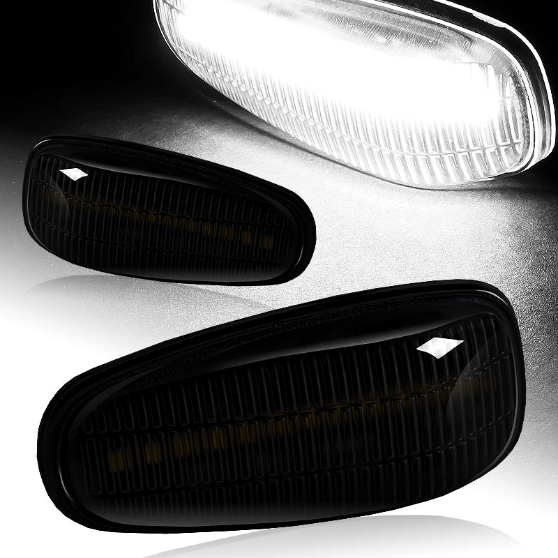 Mercedes-Benz CLK / SLK Class White LED Turn Signal Front Side Marker Lights -Smoked Lens