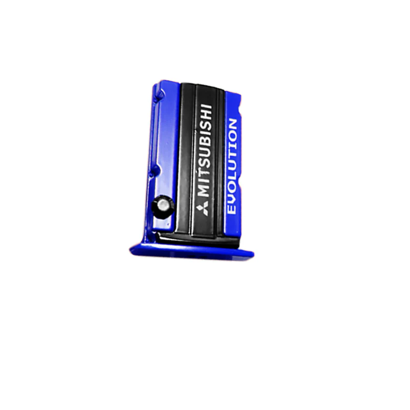 MITSUBISHI EVOLUTION Stainless Steel Engine Valve Cover Blue Car Vent Clip Air Freshener Kit - Lemon Scent - Image 6