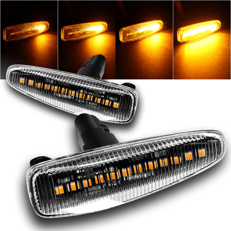 Mitsubishi Lancer EVO X / Mirage Sequential Amber LED Signal Side Marker Lights -Clear Lens