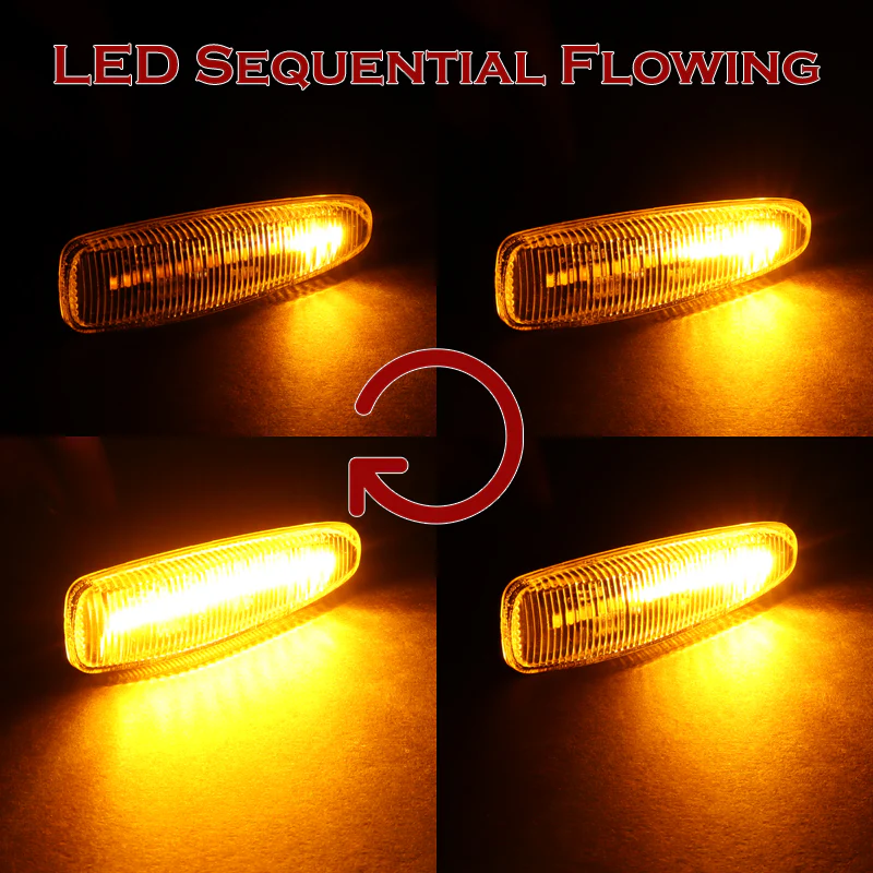 Mitsubishi Lancer EVO X / Mirage Sequential Amber LED Signal Side Marker Lights -Clear Lens - Image 6