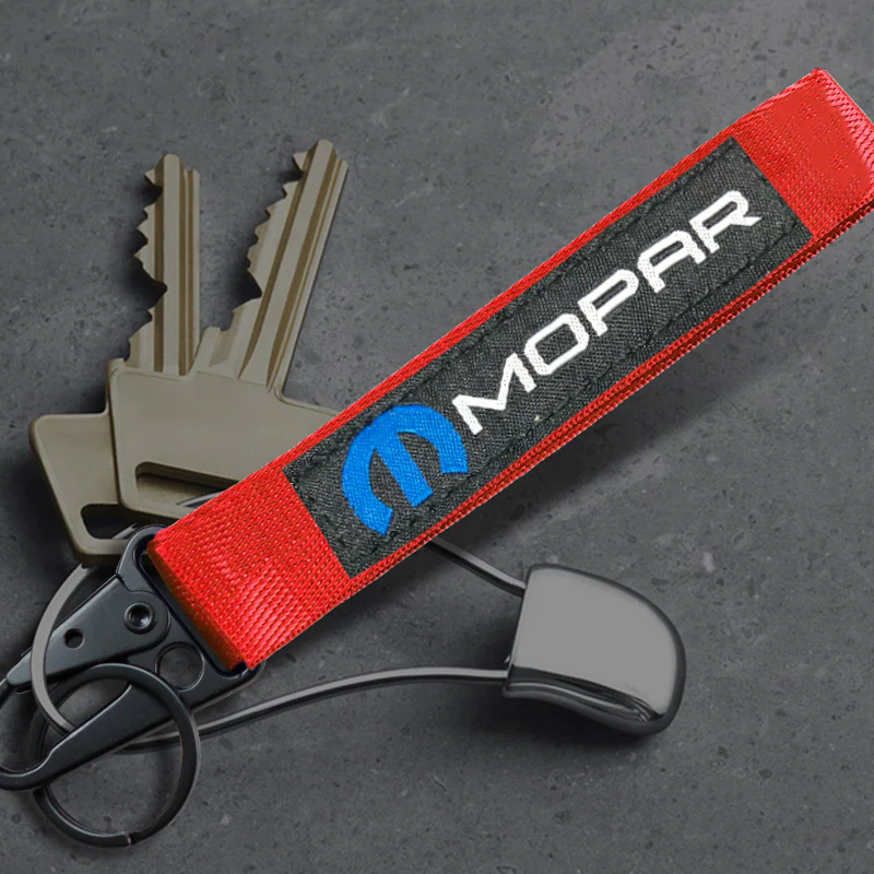 Mopar Red Keychain with Metal Key Ring
