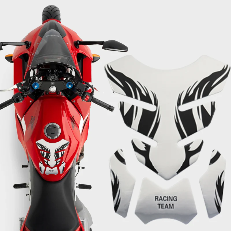 Motorcycle Fuel Tank 3D Gel Pad Protector Silver Decal Sticker Universal
