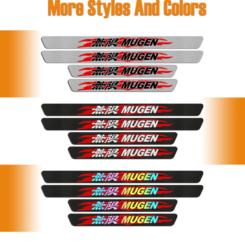 4PCS Set Carbon Fiber MUGEN Car Door Scuff Sill Cover Panel Step Protector For HONDA - Image 6